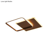 Modern Metal Flush Mount Led Ceiling Light In White/Coffee With Adjustable Warm/White/Natural