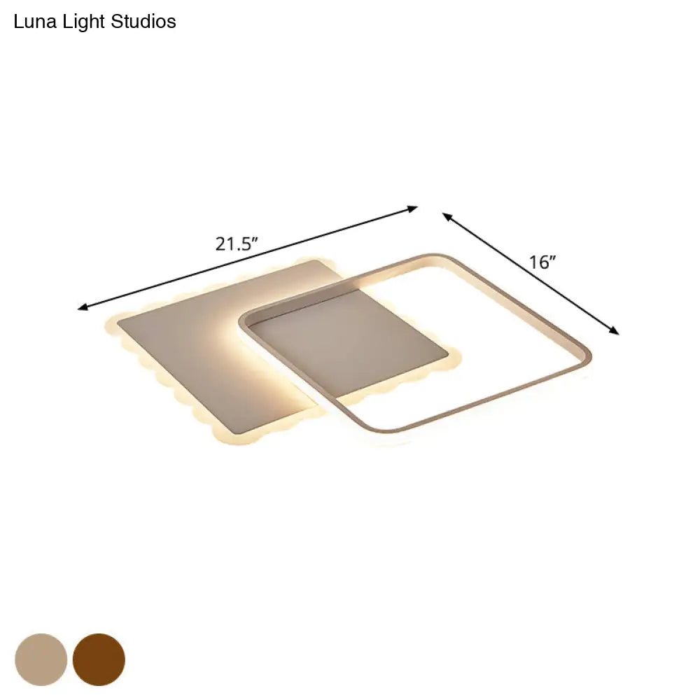 Modern Metal Flush Mount Led Ceiling Light In White/Coffee With Adjustable Warm/White/Natural
