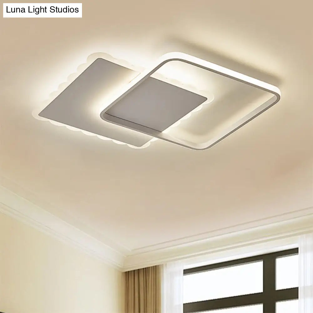 Modern Metal Flush Mount Led Ceiling Light In White/Coffee With Adjustable Warm/White/Natural