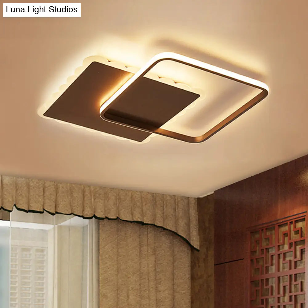 Modern Metal Flush Mount Led Ceiling Light In White/Coffee With Adjustable Warm/White/Natural