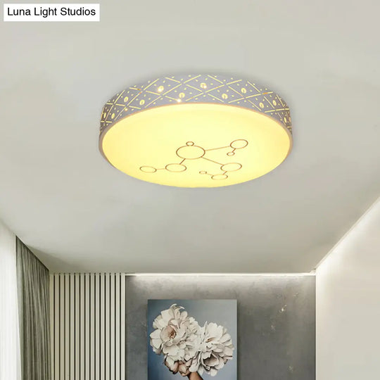 Modern Metal Flush Mount Led Light Fixture With Hollow Out Design