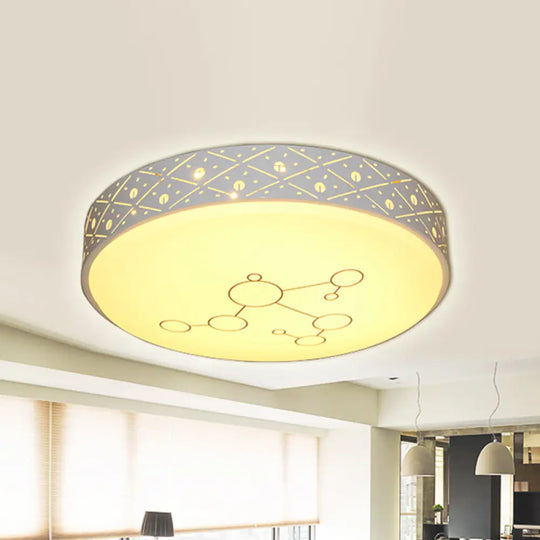 Modern Metal Flush Mount Led Light Fixture With Hollow Out Design White /