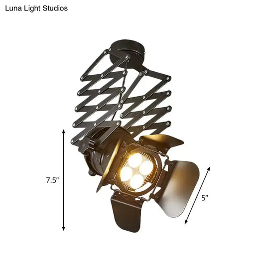 Modern Metal Flush Mount Spotlight With Adjustable Arm - Black Semi Mounted Light