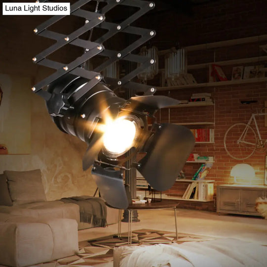 Modern Metal Flush Mount Spotlight With Adjustable Arm - Black Semi Mounted Light / B