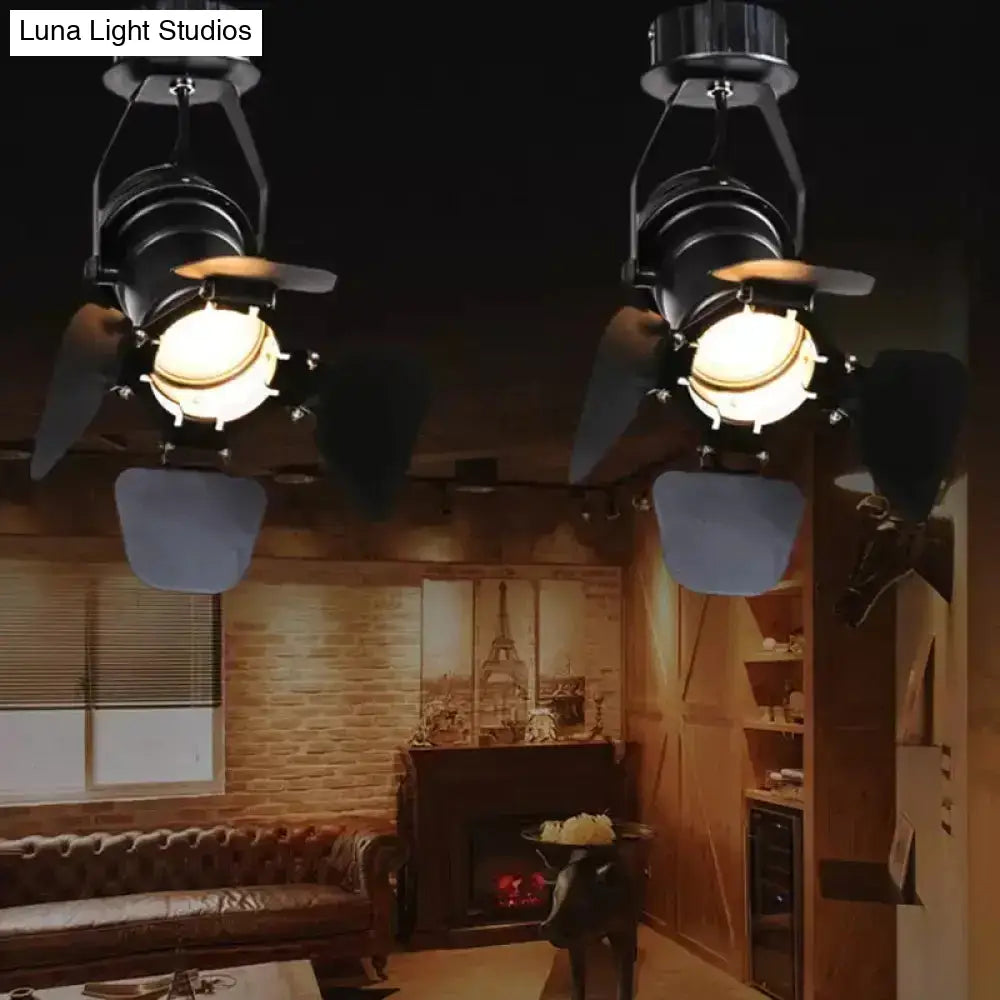 Modern Metal Flush Mount Spotlight With Adjustable Arm - Black Semi Mounted Light