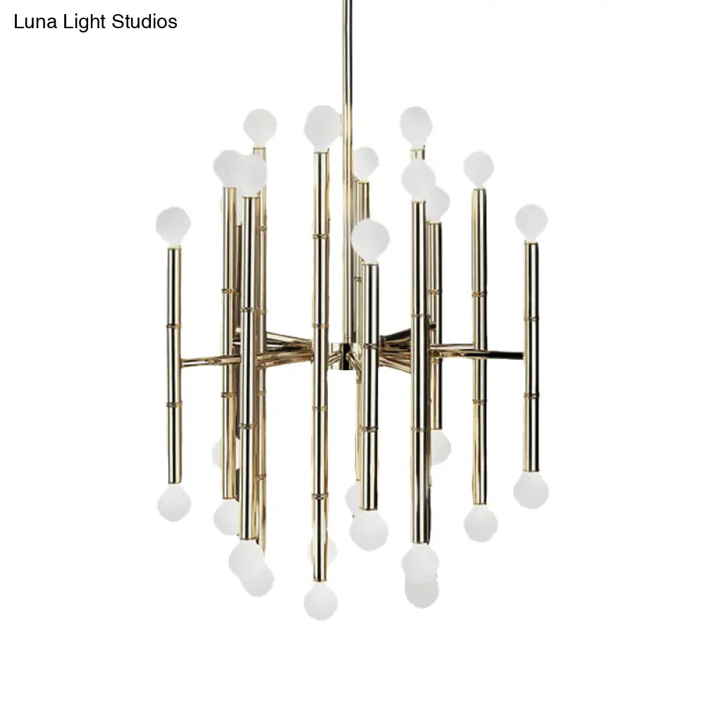 Modern Metal Flute Chandelier - 30 Lights Black/Silver/Gold Perfect For Living Room