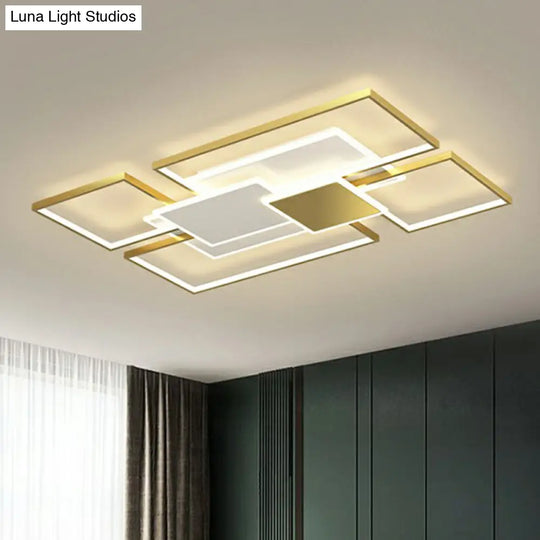 Modern Metal Frame Flush-Mount Led Ceiling Lamp For Living Room - Minimalistic Design Gold / 39