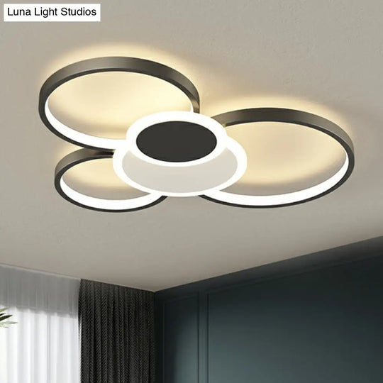 Modern Metal Frame Flush-Mount Led Ceiling Lamp For Living Room - Minimalistic Design Black / 22