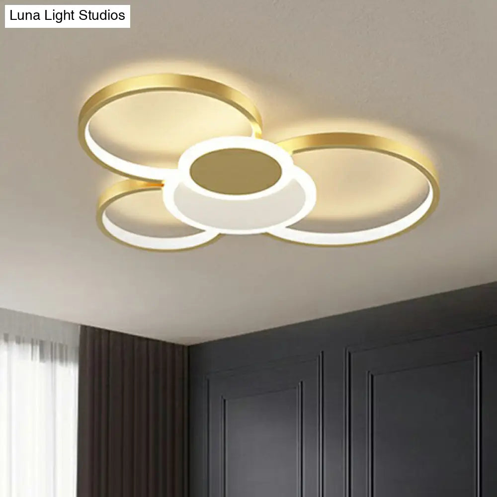 Modern Metal Frame Flush-Mount Led Ceiling Lamp For Living Room - Minimalistic Design Gold / 22