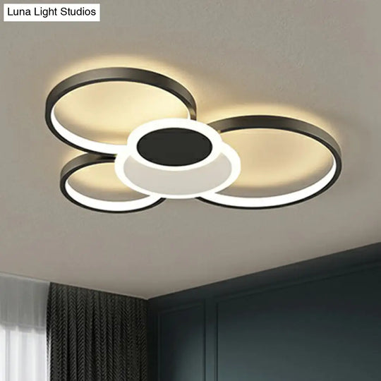 Modern Metal Frame Flush-Mount Led Ceiling Lamp For Living Room - Minimalistic Design Black / 22