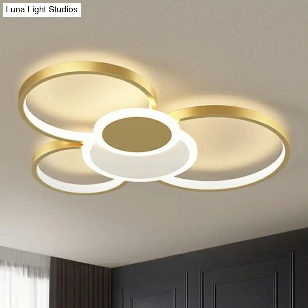 Modern Metal Frame Flush-Mount Led Ceiling Lamp For Living Room - Minimalistic Design Gold / 22