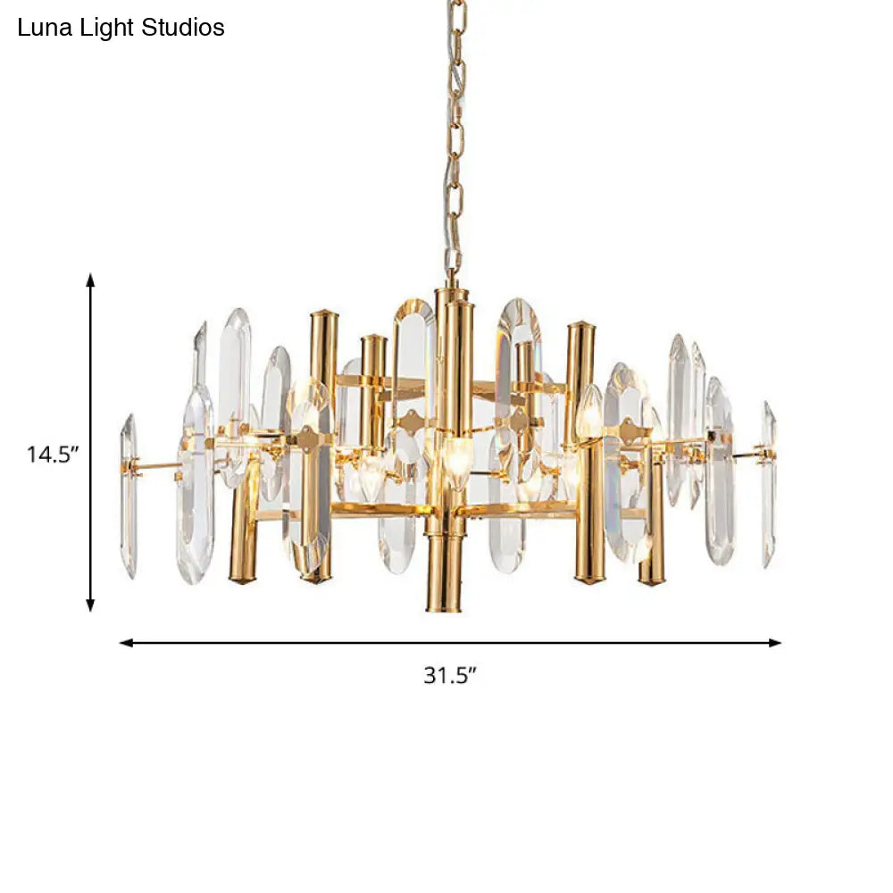 Modern Gold Chandelier Light Fixture With Metal Frame And 8/10 Hanging Lights - 23.5/31.5 Wide