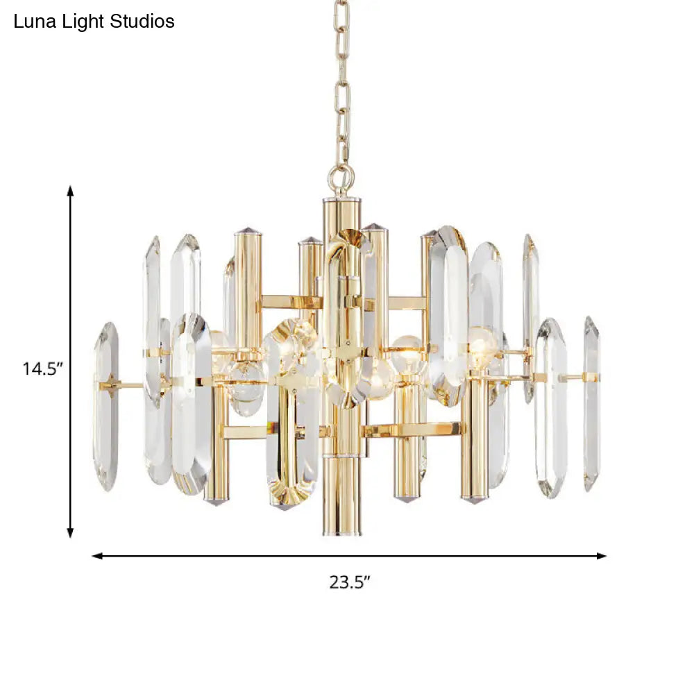 Modern Gold Chandelier Light Fixture With Metal Frame And 8/10 Hanging Lights - 23.5/31.5 Wide