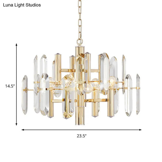 Modern Gold Chandelier Light Fixture With Metal Frame And 8/10 Hanging Lights - 23.5/31.5 Wide