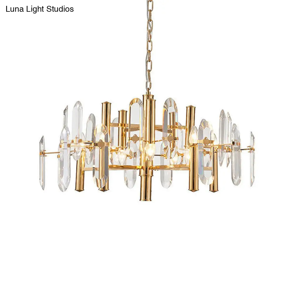 Modern Gold Chandelier Light Fixture With Metal Frame And 8/10 Hanging Lights - 23.5/31.5 Wide