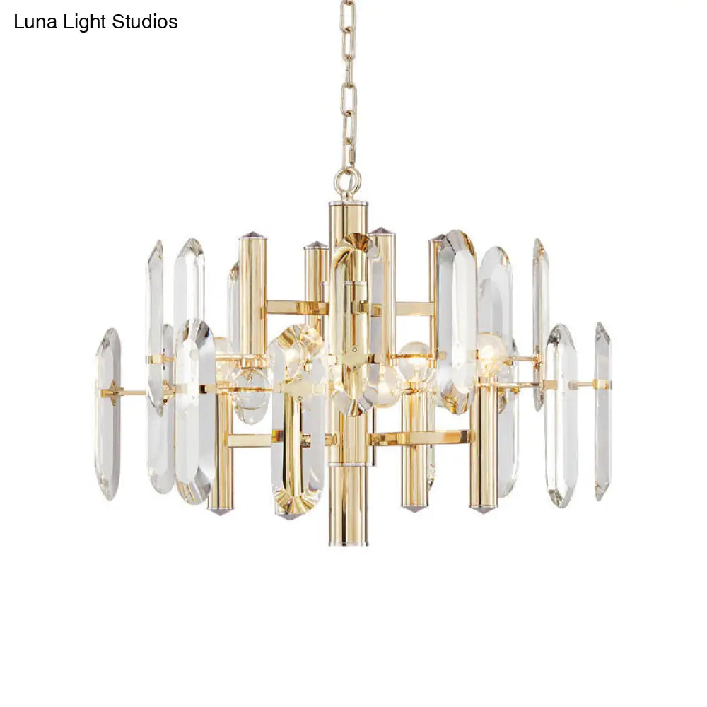 Modern Gold Chandelier Light Fixture With Metal Frame And 8/10 Hanging Lights - 23.5/31.5 Wide