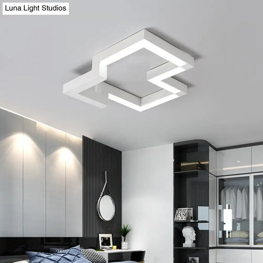 Modern Metal Geometric Ceiling Light | 19.5/25.5 Wide Black/White Led Flush Mount Warm/White White /