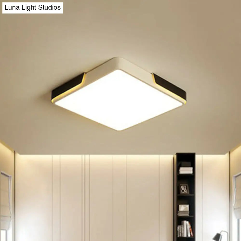 Modern Metal Geometric Led Flush Mount Ceiling Light In Black And White Black-White / Square