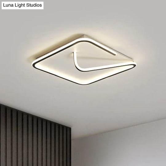 Modern Metal Geometric Line Flush Mount Led Lighting For Living Room - Black And White Color Scheme