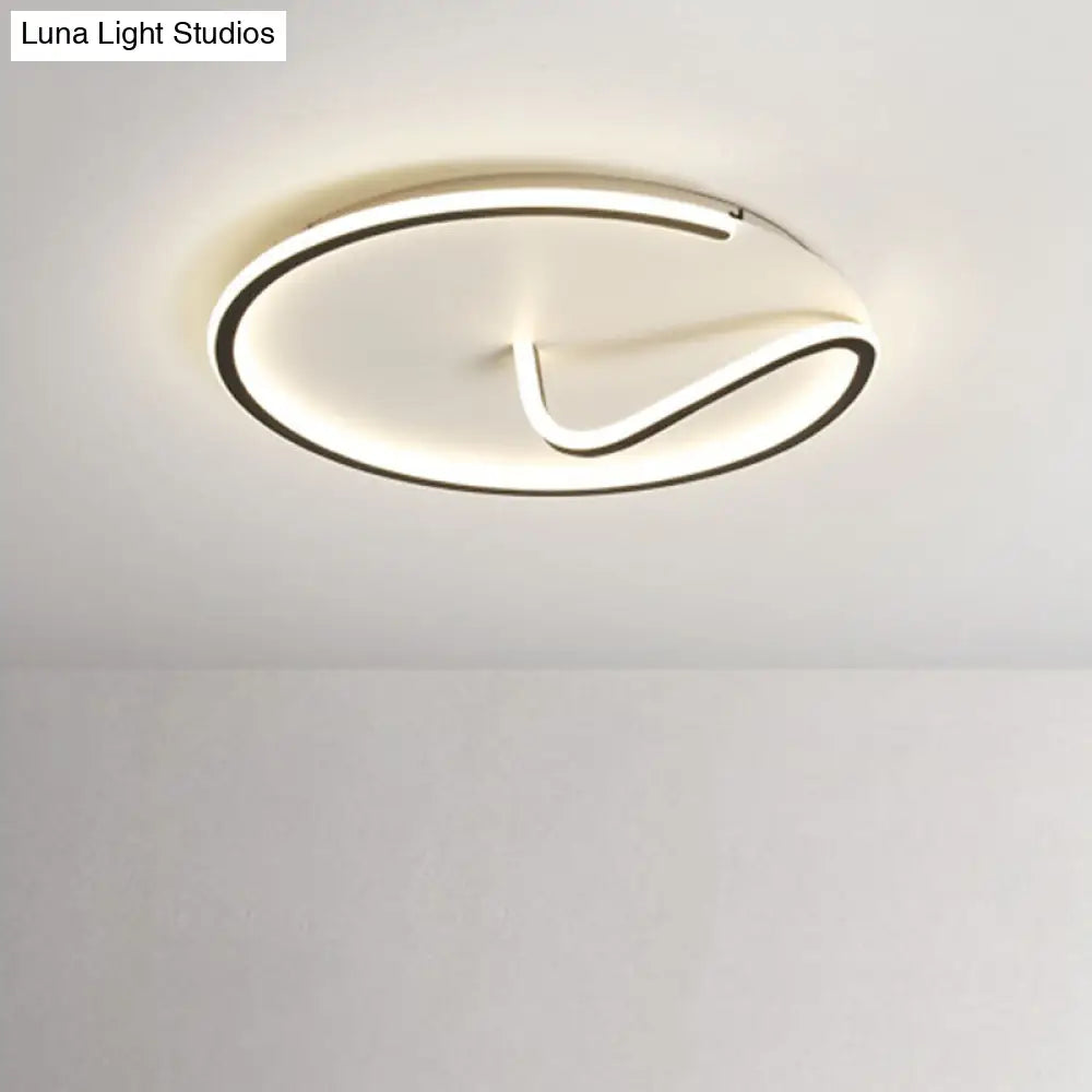 Modern Metal Geometric Line Flush Mount Led Lighting For Living Room - Black And White Color Scheme