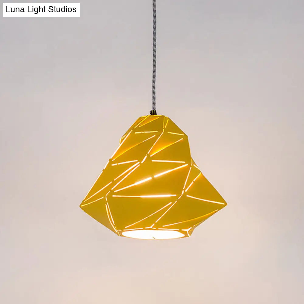 Modern Yellow Geometric Pendant Light For Dining Room - 1-Light Metal Fixture