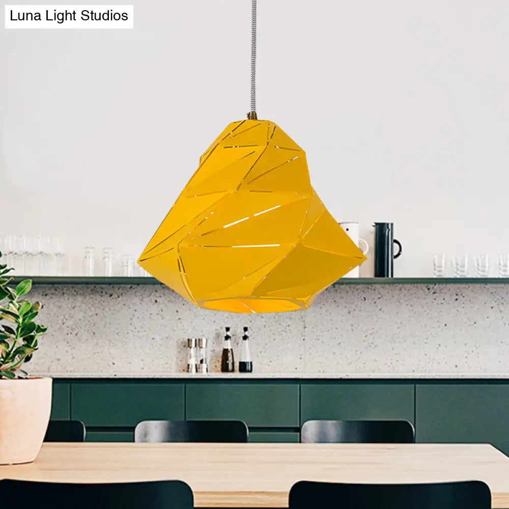 Modern Yellow Geometric Pendant Light For Dining Room - 1-Light Metal Fixture