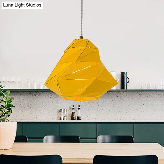 Modern Yellow Geometric Pendant Light For Dining Room - 1-Light Metal Fixture