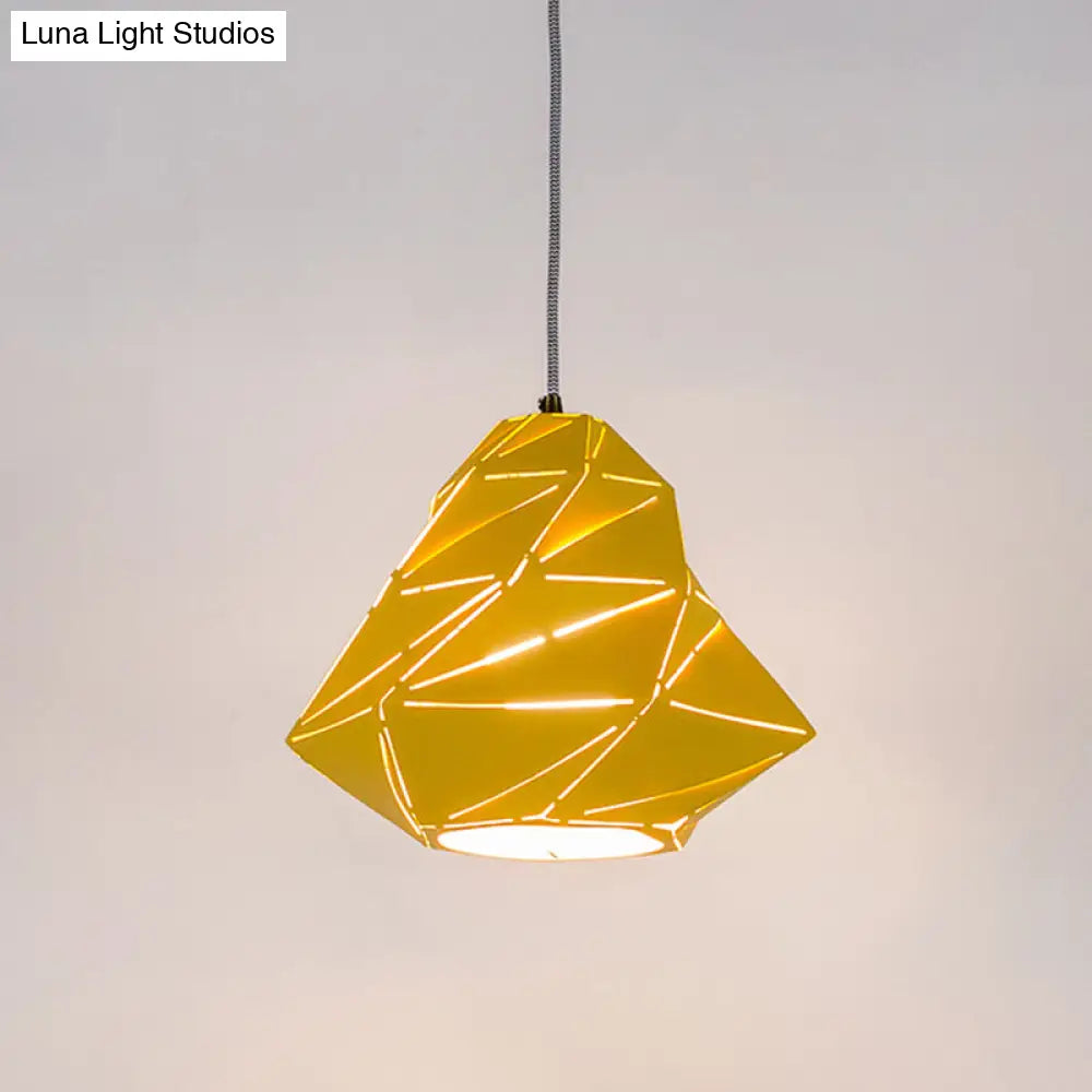 Modern Metal Geometric Pendant Light In Yellow For Dining Room