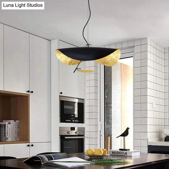 Modern Metal Geometric Pendant Light Kit - 16/23.5 Wide 1 White/Black Down Lighting For Living Room