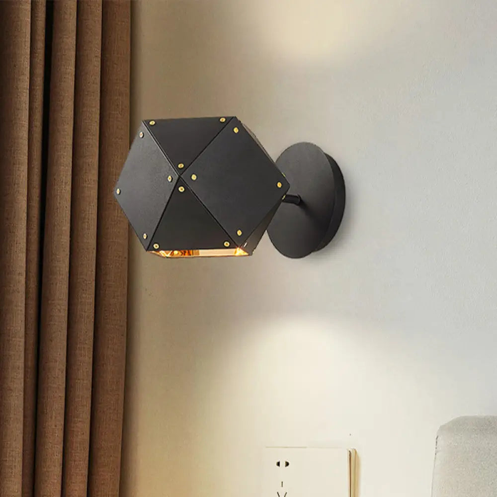 Modern Metal Geometric Wall Light Sconce - Black 1-Light Fixture For Dining Room