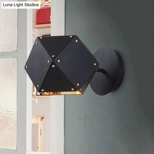 Modern Metal Geometric Wall Light Sconce - Black 1-Light Fixture For Dining Room