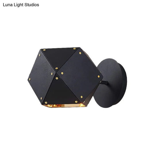 Modern Metal Geometric Wall Light Sconce - Black 1-Light Fixture For Dining Room