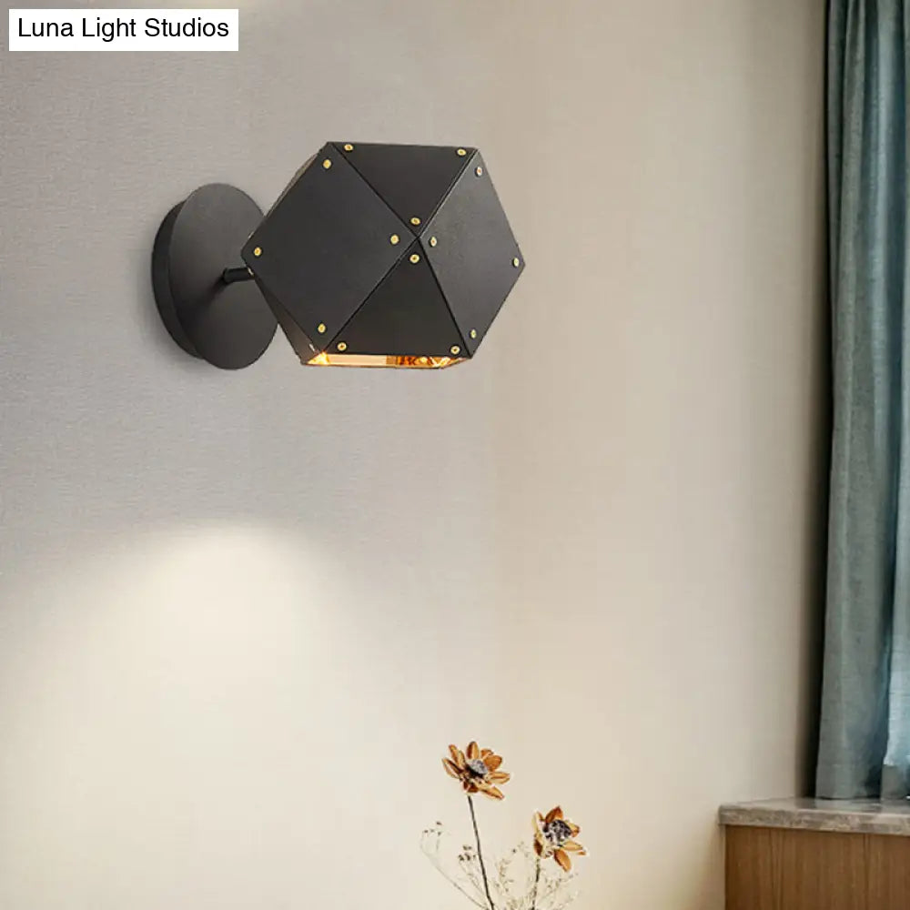 Modern Metal Geometric Wall Light Sconce - Black 1-Light Fixture For Dining Room