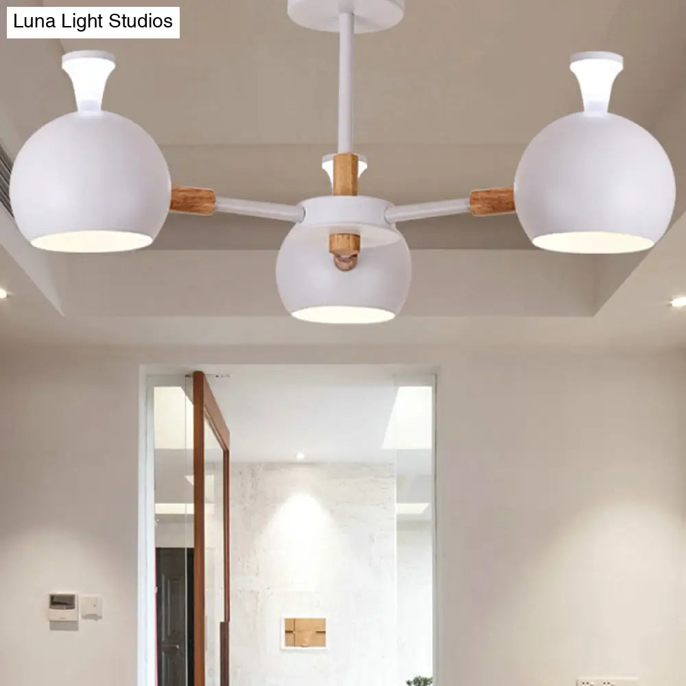 Modern Metal Globe Chandelier - 3-Light Hanging Light For Dining Table