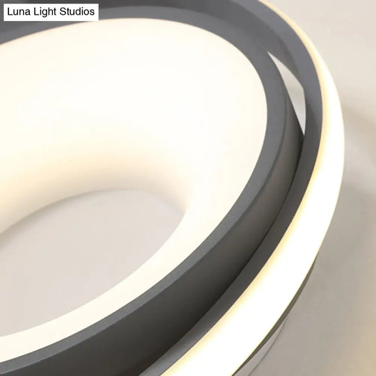 Modern Metal Gray Led Circular Flush Light With Remote Control Dimming