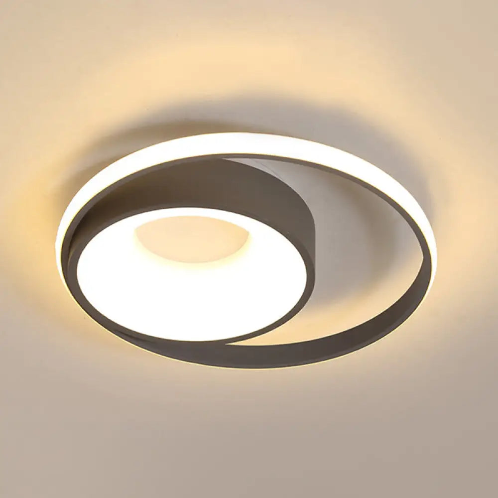 Modern Metal Gray Led Circular Flush Light With Remote Control Dimming Grey / Stepless
