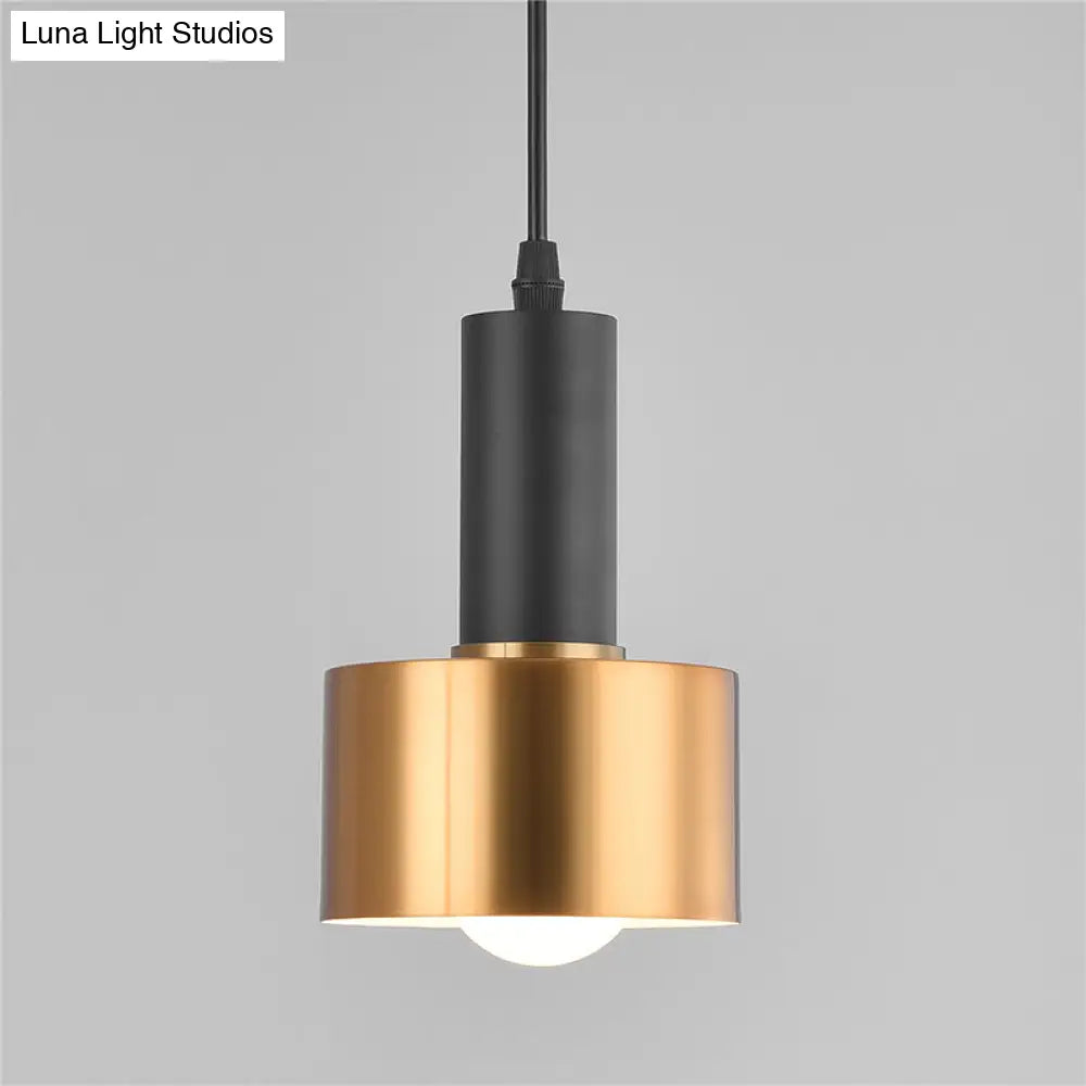 Modern Metal Grenade Pendulum Light - Sleek Black-Brass Hanging Pendant With 1 Bulb