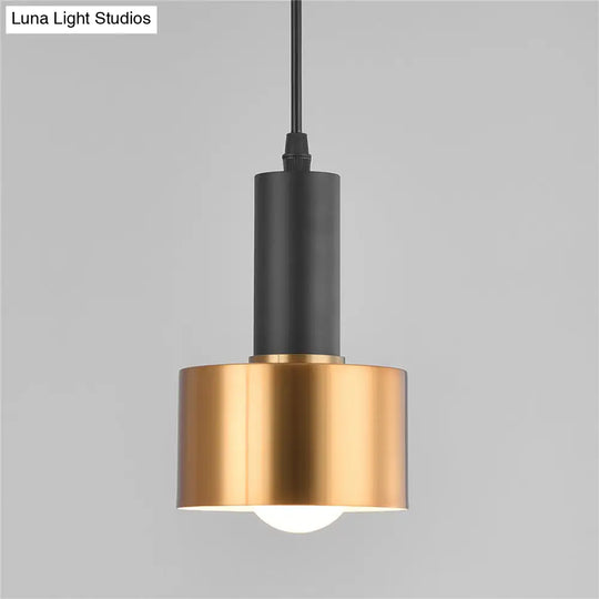 Modern Metal Grenade Pendulum Light - Sleek Black-Brass Hanging Pendant With 1 Bulb