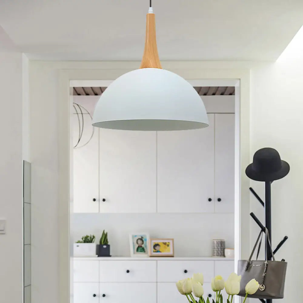 Modern Metal Hanging Lamp: Stylish 1-Light Dome In Black/White - Perfect For Meeting Rooms And