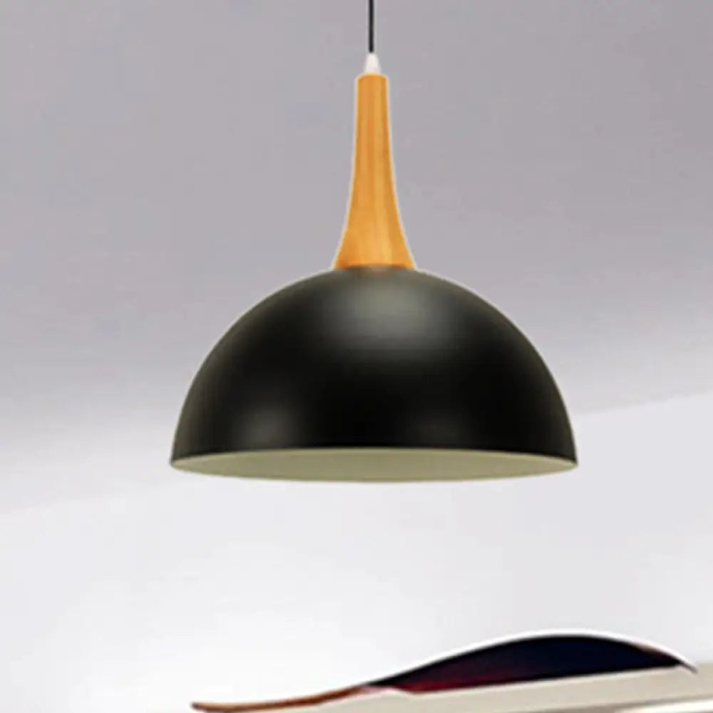 Modern Metal Hanging Lamp: Stylish 1-Light Dome In Black/White - Perfect For Meeting Rooms And