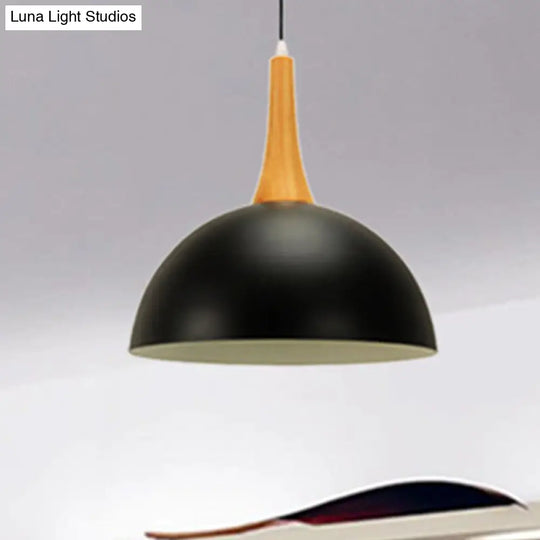 Modern Metal Hanging Lamp - Stylish Black/White Dome Light For Meeting Rooms And Markets Black / 10