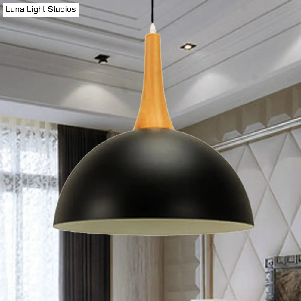 Modern Metal Hanging Lamp: Stylish 1-Light Dome In Black/White - Perfect For Meeting Rooms And