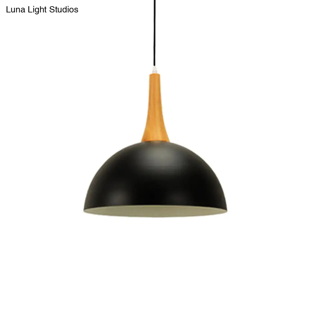 Modern Metal Hanging Lamp - Stylish Black/White Dome Light For Meeting Rooms And Markets