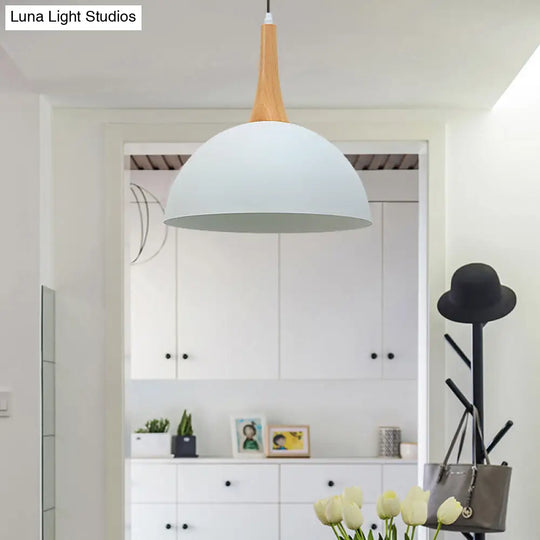 Modern Metal Hanging Lamp - Stylish Black/White Dome Light For Meeting Rooms And Markets White / 10