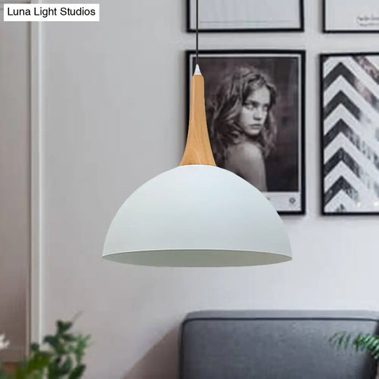 Modern Metal Hanging Lamp: Stylish 1-Light Dome In Black/White - Perfect For Meeting Rooms And