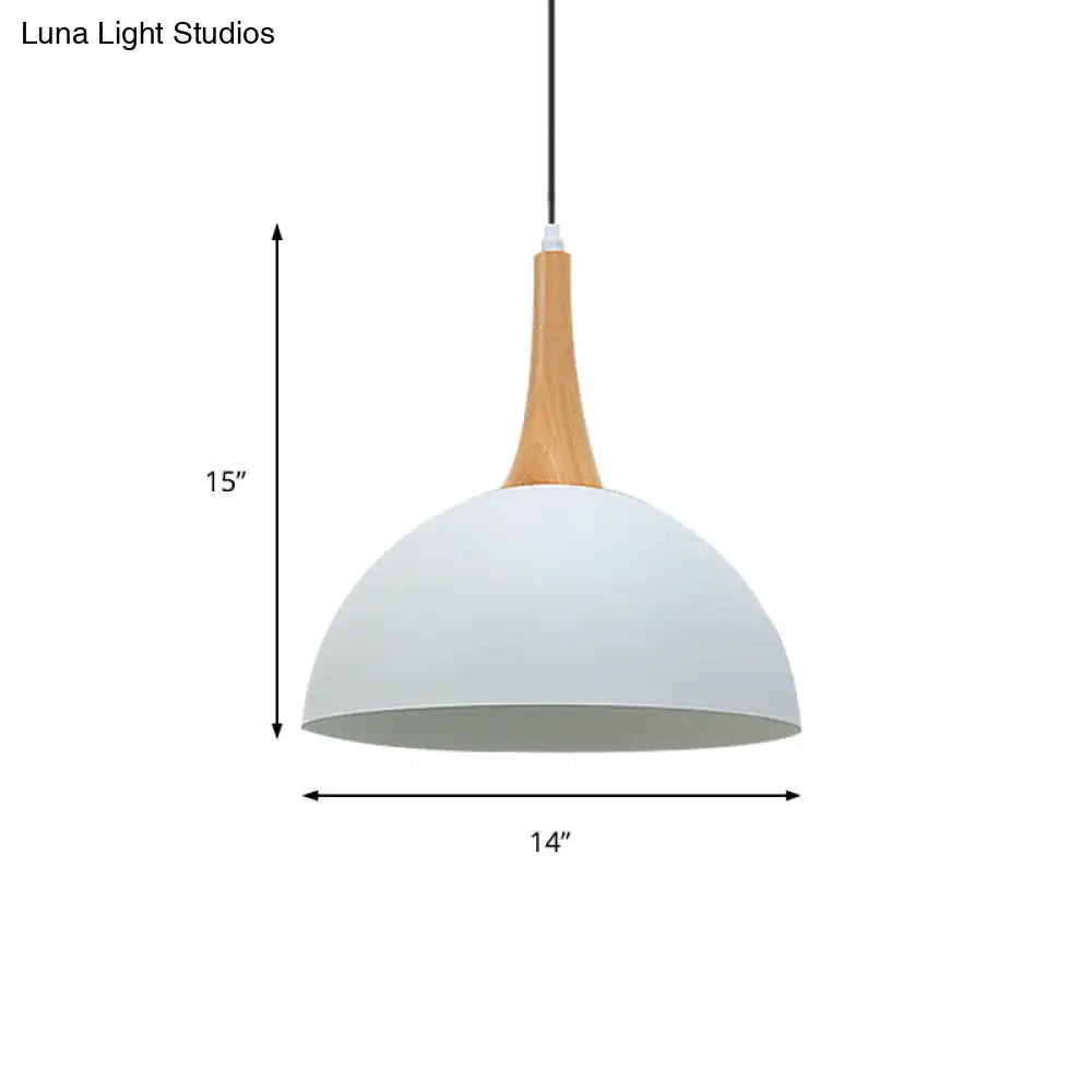 Modern Metal Hanging Lamp - Stylish Black/White Dome Light For Meeting Rooms And Markets