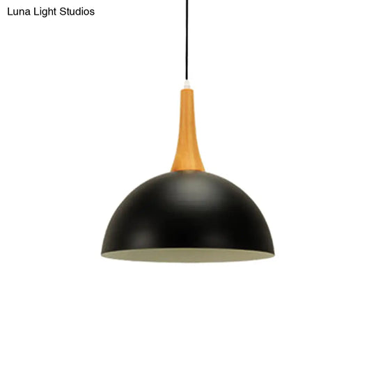 Modern Metal Hanging Lamp: Stylish 1-Light Dome In Black/White - Perfect For Meeting Rooms And