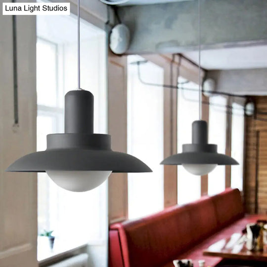 Modern Metal Pendant Light In Warm/White - Flat Hanging Design 1 Head Grey Finish / Warm