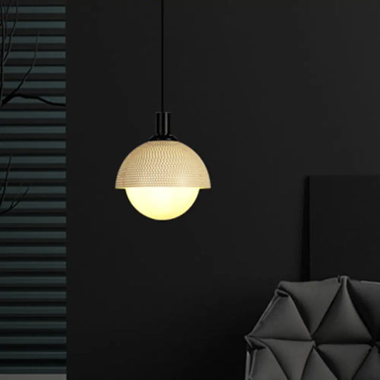 Modern Metal Hanging Pendant Ceiling Lamp - 1 Head Beige/Gray And Green For Bedroom Beige