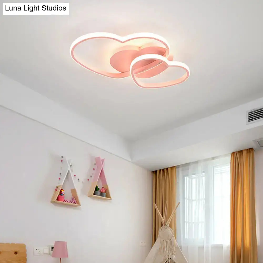 Modern Metal Heart Flush Mount Led Ceiling Light For Bedroom